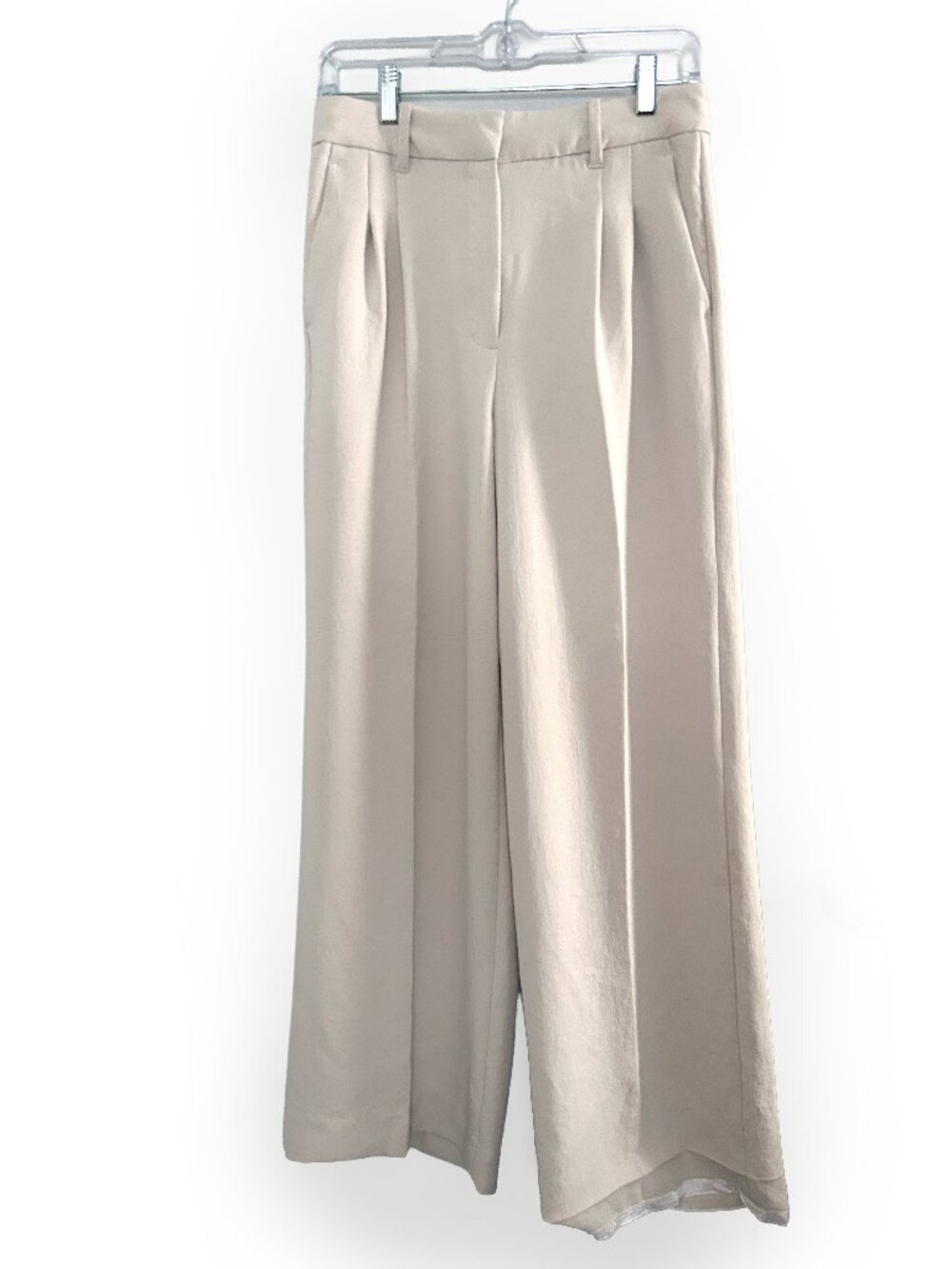 Aritzia Effortless Pant Size 6 Beige High Rise Wide Leg Pleated Trousers
